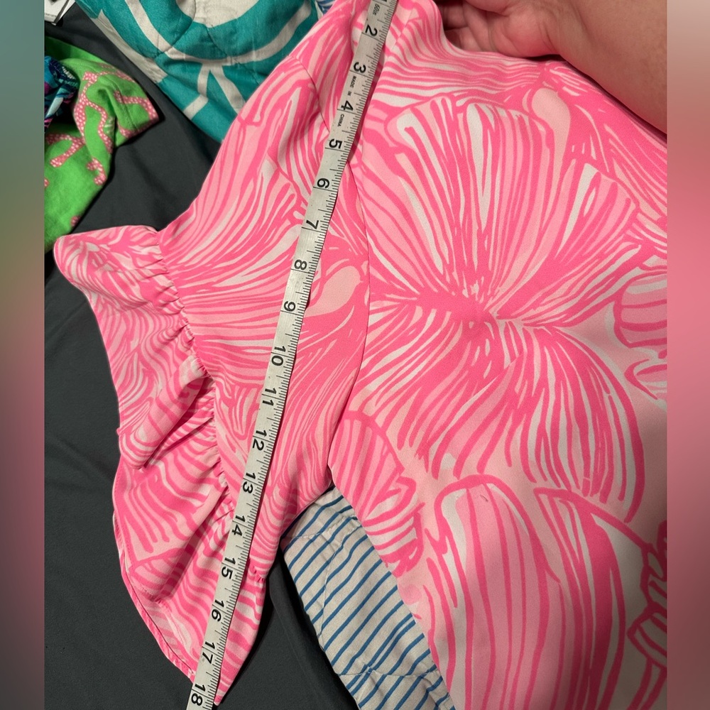 Lilly Pulitzer Pink Patterned Blouse with Ruffle Sleeves - Picture 8 of 10